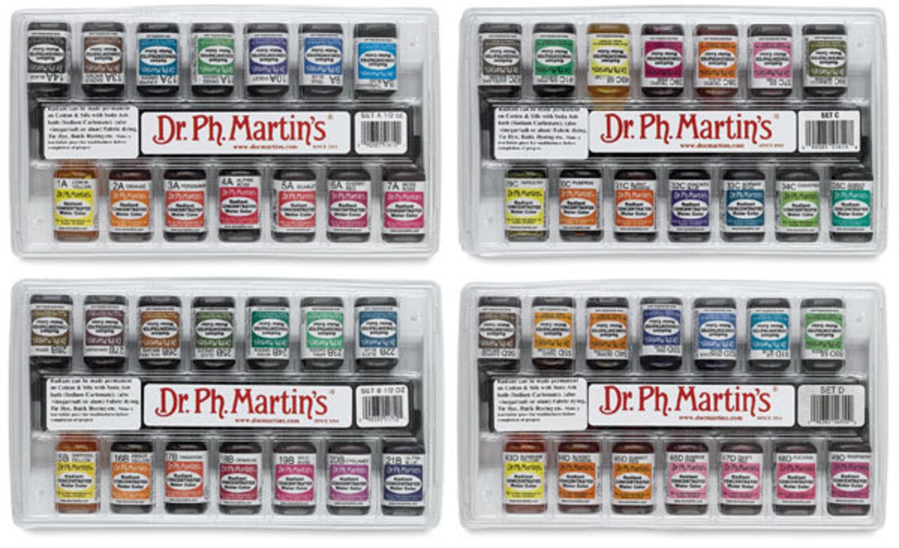Dr. Ph. Martin's Radiant Concentrated Watercolor Set - 1/2 oz, Set of 56, Set A + B + C + D